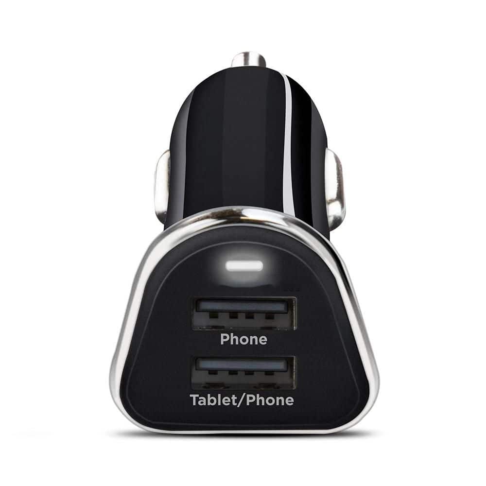 3. 4A Hi-Power Dual USB Car Charger with Smart Chip, Chrome Grips and LED I