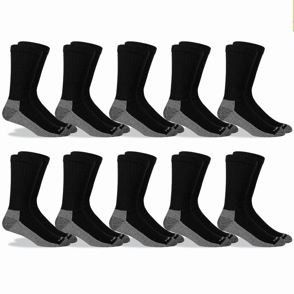 TUFF TREK Men's 6-12 Marled Grey Cotton Blend Crew Work Sock (10-Pack)