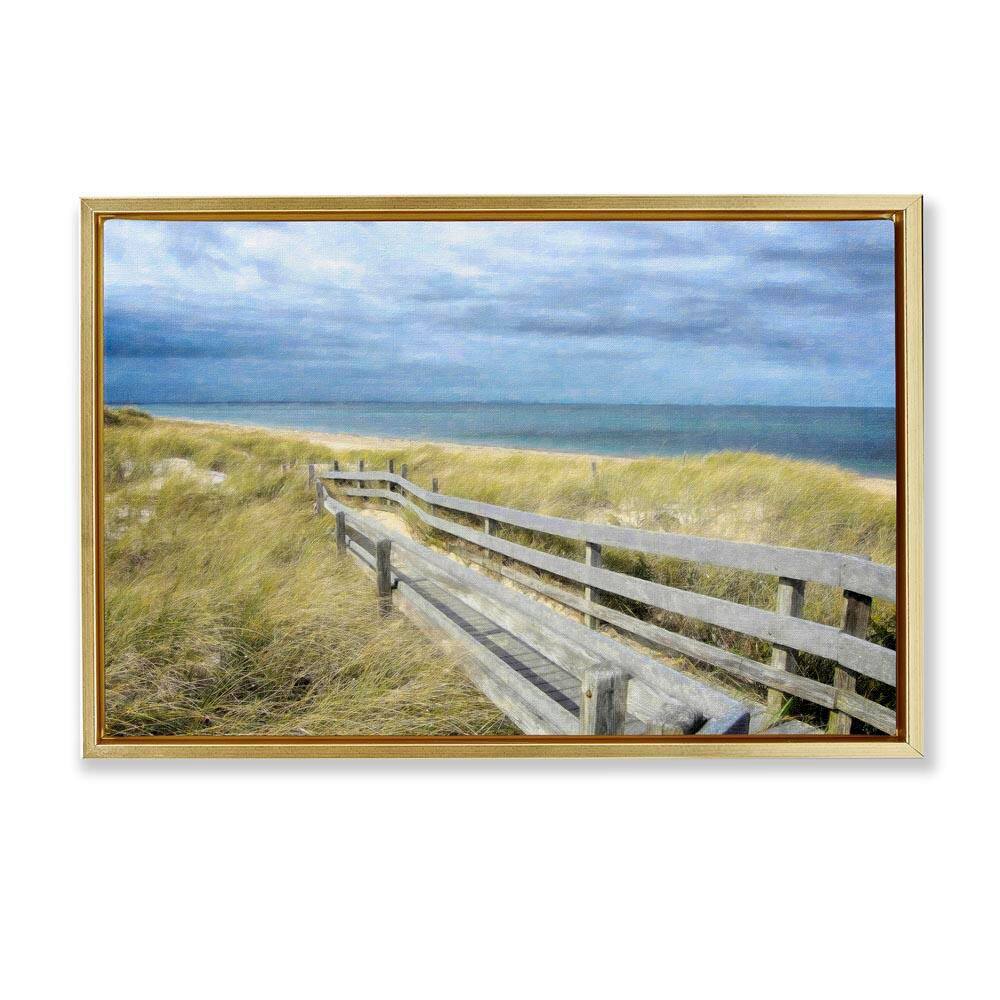 Sandy Boardwalk View by Graffi tee Studios Gold Floater Frame Nature Graphic Art Print 21 in. x 31 in. price history on PriceWatchPro