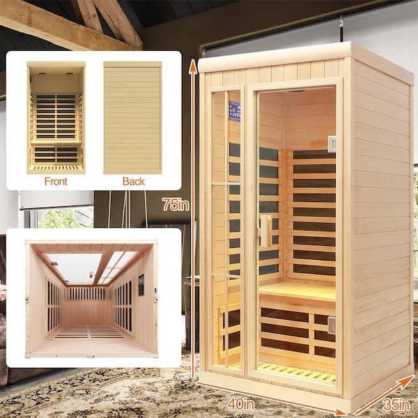 Spygo Moray 1-2 Person Indoor Hemlock Sauna with 7 Far-Infrared