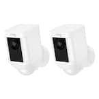 Spotlight Cam Battery Outdoor Rectangle Security Wireless Standard Surveillance Camera in White (2-Pack)