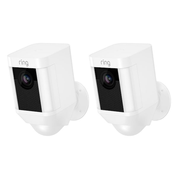 Ring Spotlight Cam Battery Outdoor Rectangle Security Wireless Standard Surveillance Camera in White (2-Pack)