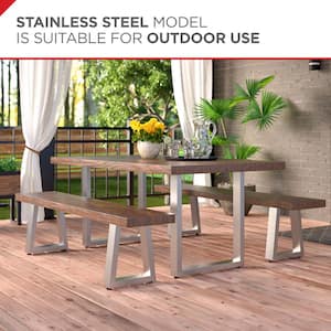 28 in. (710 mm) Stainless Steel U-Shaped Table Legs with Leveling Glide (2-Pack)