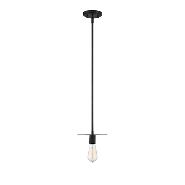 Savoy House 8 in. W x 2.25 in. H 1-Light Matte Black Mini Pendant with Open Bulb