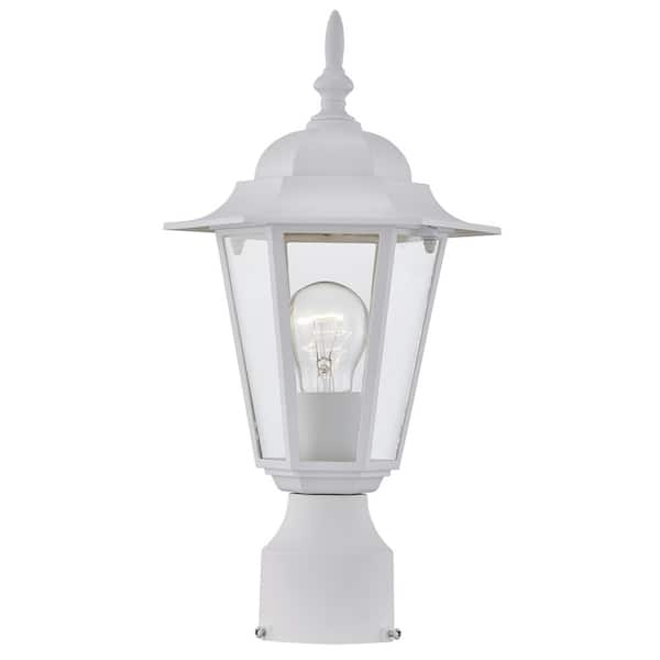 Dawn 1-Light Textured White Outdoor Lamp Hardwired Waterproof Post Light with Clear Glass (1-Pack)