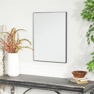 24 in. x 18 in. Simplistic Rectangle Framed Black Wall Mirror with Thin Minimalistic Frame
