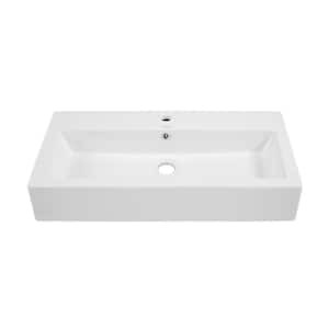 Voltaire Wide Rectangle Vessel Sink in White