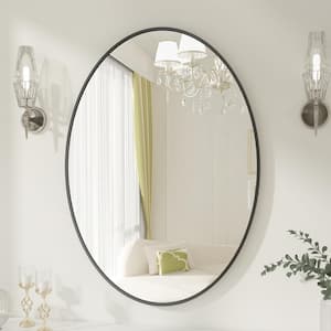 24 in. x 36 in. Oval Black Classic Aluminum Alloy Framed Wall Mirror