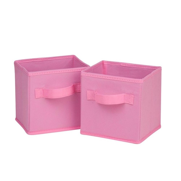 Honey-Can-Do 4.9 Qt. Mini Non-Woven Foldable Cube Bin in Pink (6-Pack)