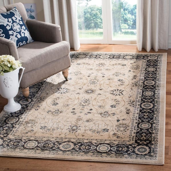 Lyndhurst Light Beige/Anthracite 7 ft. x 7 ft. Square Border Area Rug