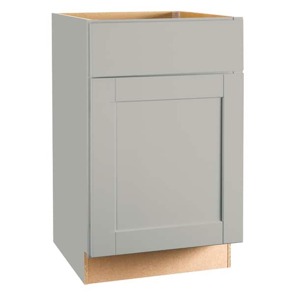 Hampton Bay Shaker 21 in. W x 24 in. D x 34.5 in. H Assembled Base Kitchen Cabinet in Dove Gray with Ball-Bearing Drawer Glides