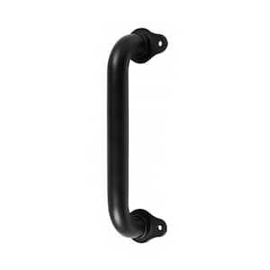 1 ft. Matte Black Metal Industrial Pipe Wall Handrail, Pipe Barn Door Pull Handle for Indoor and Outdoor Deck Hand Rail