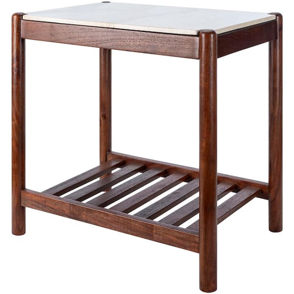 Livabliss Delanie Modern End Table, Brown/Cream, 22 in. H x 16 in. W x 23 in. D