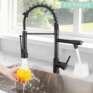 Single Handle Pull Out Sprayer Kitchen Faucet Deckplate Not Included in Black