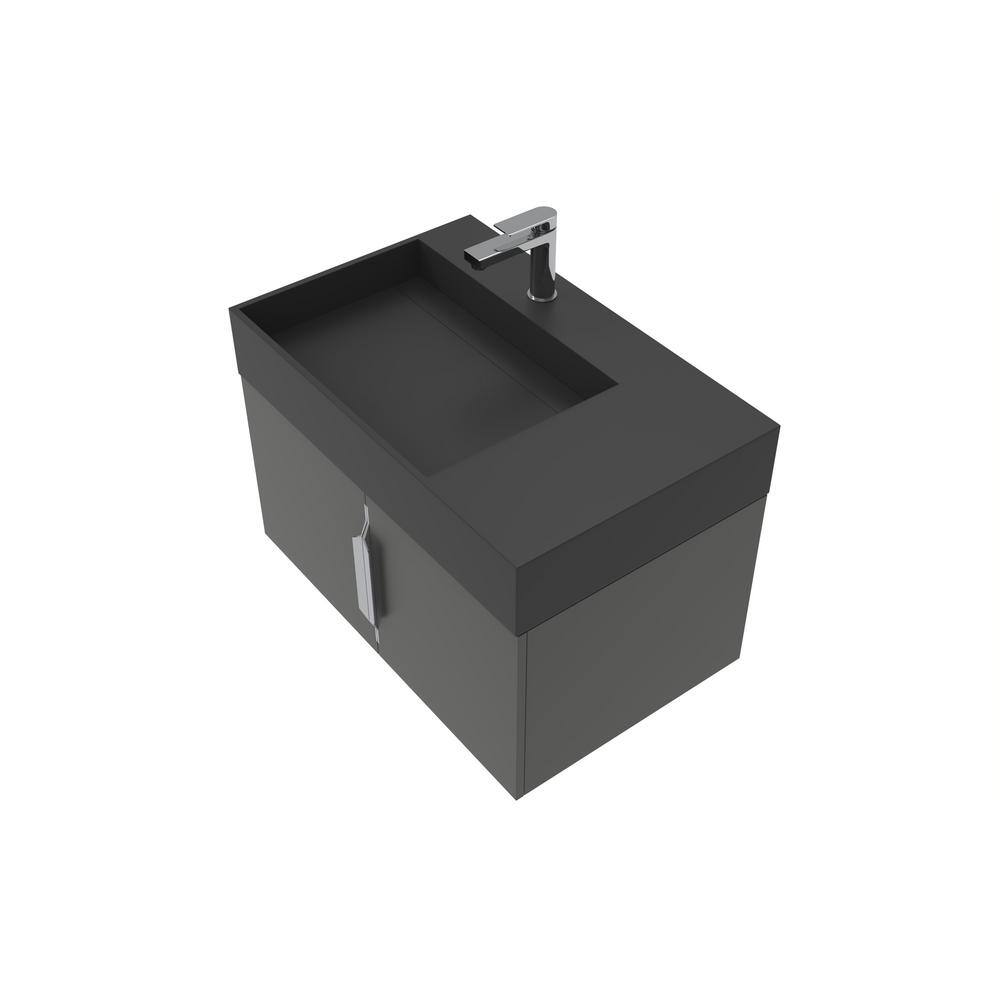 24 in. W x 18.9 in. D x 19.25 in. H Single Sink Bath Vanity in Black with Brushed Nickel Trim Solid Surface Black Top price history on PriceWatchPro