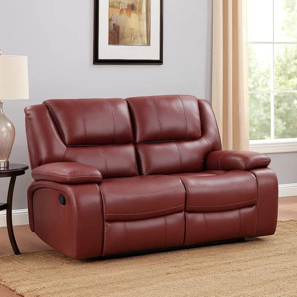 38.25 in. Flared Arm Faux Leather Rectangle Modern Recliner Loveseat Sofa in Red and Black price history on PriceWatchPro
