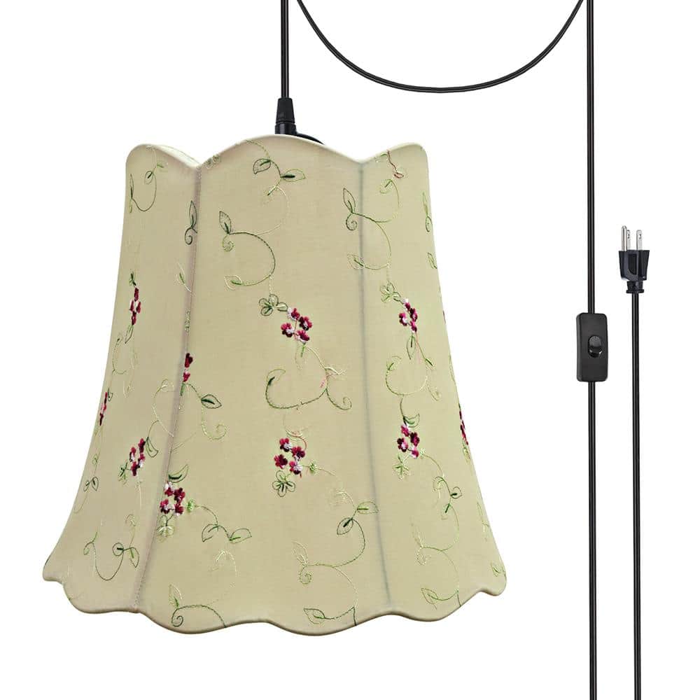 2-Light Black Plug-in Swag Pendant with Apricot Scallop Bell Fabric Shade price history on PriceWatchPro