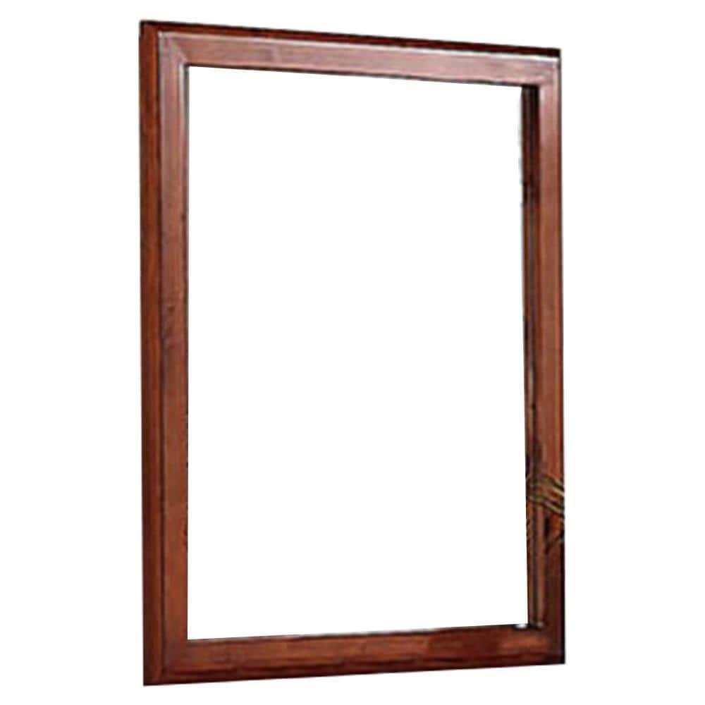 Benjara 2 In. X 36 In. Rectangular Wooden Frame Brown Wall Mirror ...