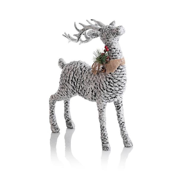 Alpine Corporation 15 in. Tall Festive Pinecone Reindeer Christmas Decoration
