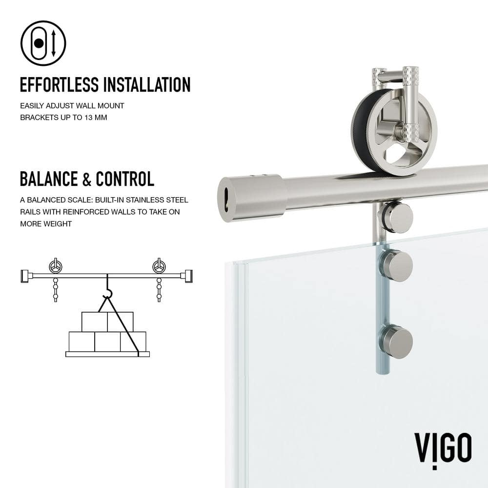 Hamilton 56-60" W x 78" H Sliding Frameless Shower Door with 3/8" Clear Glass