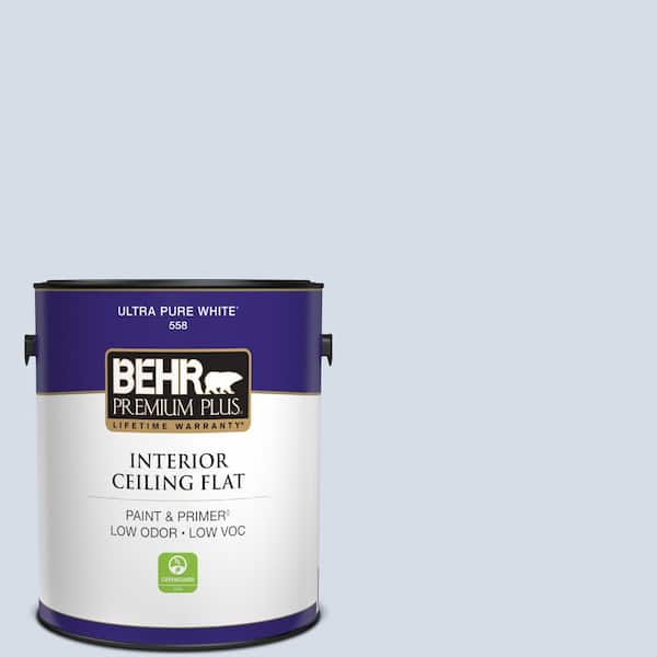 BEHR PREMIUM PLUS 1 gal. #590E-2 Snow Ballet Ceiling Flat Interior Paint