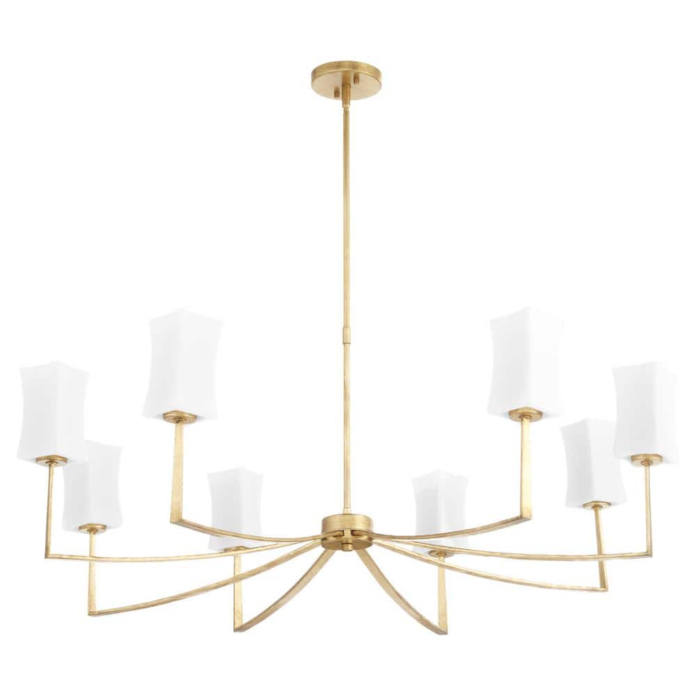 Ayala 60-Watt 8 Light Gold Leaf Chandelier Light with Satin Opal Glass Shade, No Light Bulb Included price history on PriceWatchPro