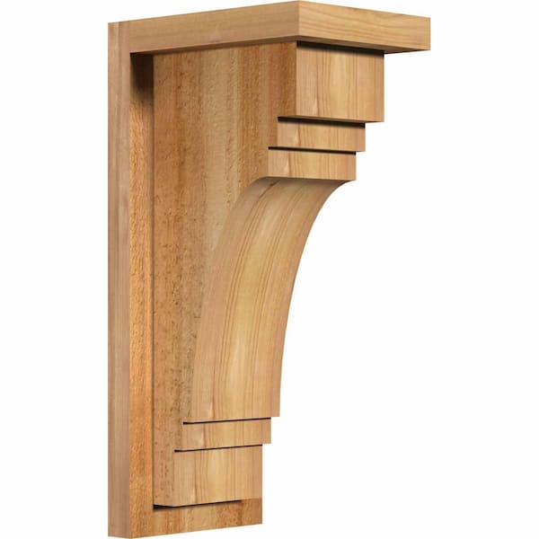 Ekena Millwork 6 in. x 8 in. x 16 in. Western Red Cedar Pescadero Rough Sawn Corbel with Backplate