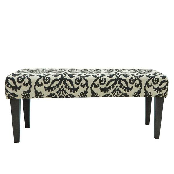 Carolina Cottage Lascada Magic Wood Upholstered Romance Bench with Antique Black Shaker Legs-DISCONTINUED