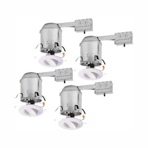 RA 6 in. (4-Pack) Remodel Ceiling Housing and (4-Pack) Dimmable White Integrated LED Recessed Light Spotlight Kit