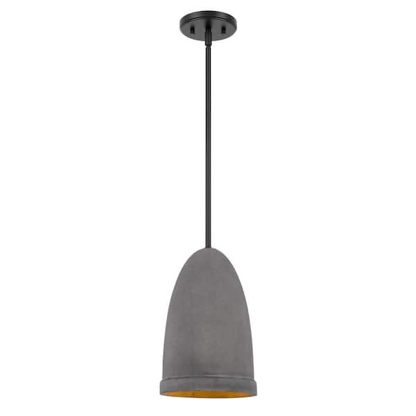 Worldwide Lighting Remington 8 in. D x 12 in. H 1-Light Black Concrete Metal Grey Shade Pendant