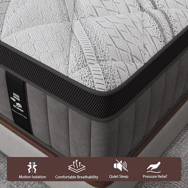LuckyLotus Queen Medium-Firm Hybrid Memory Foam Cooling with