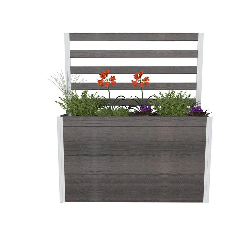 Espresso Brown Vinyl Large Planter Box with Trellis