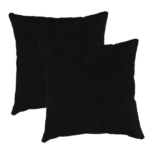 16 in. L x 16 in. W x 4 in. T Square Outdoor Throw Pillow in Canvas Black (2-Pack)