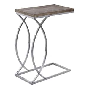Jasmine 25 in. Dark Taupe MDF and Chrome Metal Accent Table