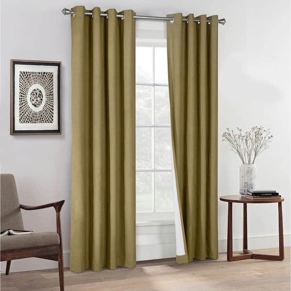 THERMALOGIC Ventura Honey 52 in. W x 63 in. L Grommet Total Blackout Curtain Panel Pair, Each Panel