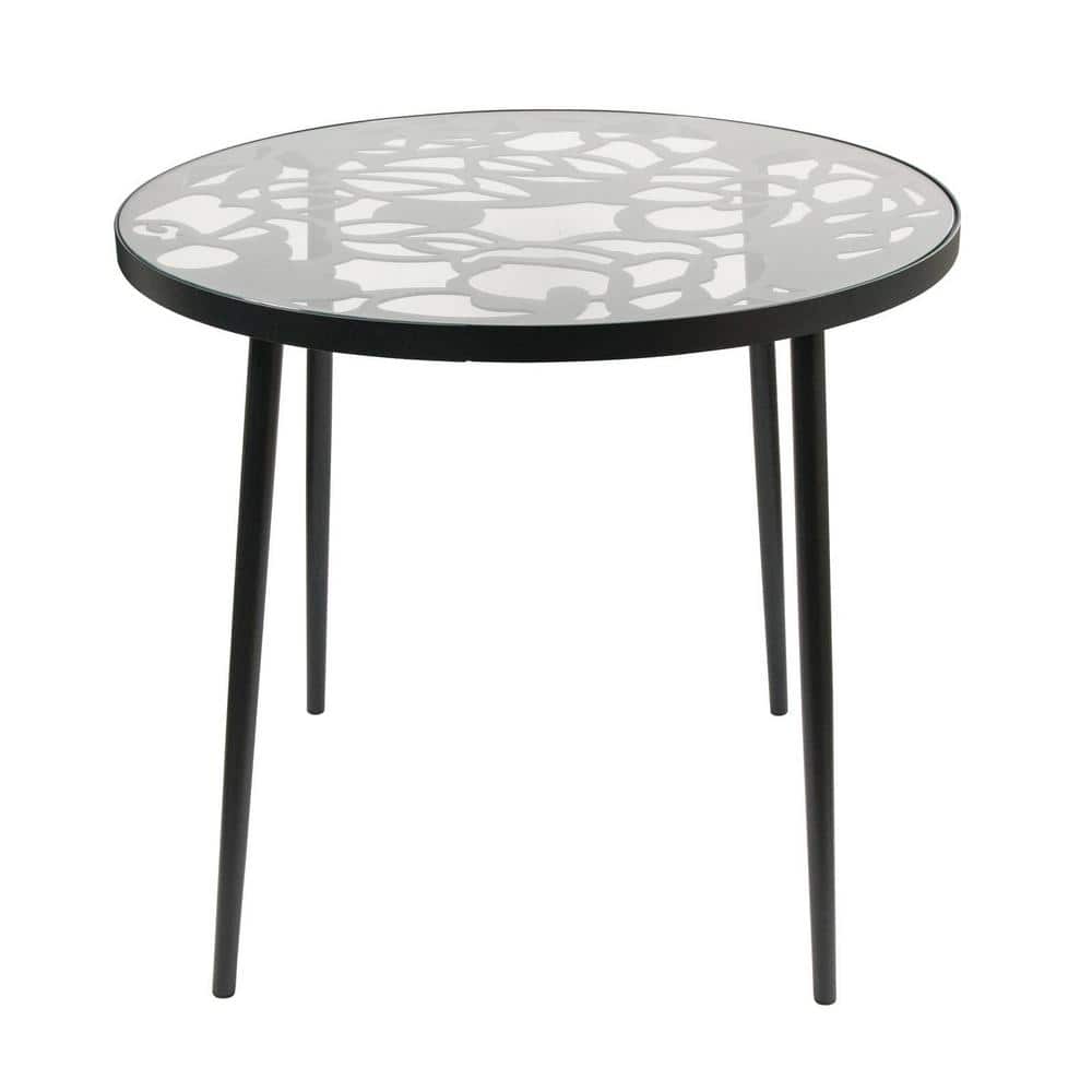 Devon Black Aluminum 5-Piece Outdoor Dining Set with Glass Top