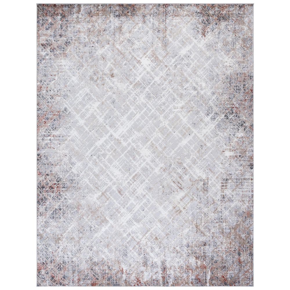 SAFAVIEH Vogue 8 ft. x 10 ft. Rust/Gray Distressed Diamond Area Rug ...