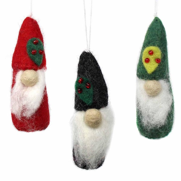 Global Crafts Gnome Ornaments (Set of 3)