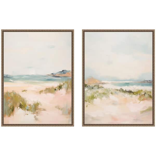 2-Piece Sylvie "Gold Tranquil Landscape 2-Piece" by Amy Lighthall Beach Framed Art Print Set 24 in. x 18 in.