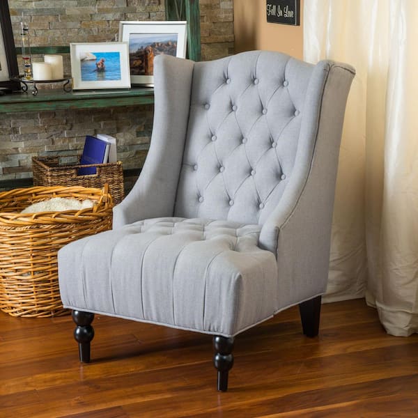 Toddman Silver Fabric High Back Accent Chair