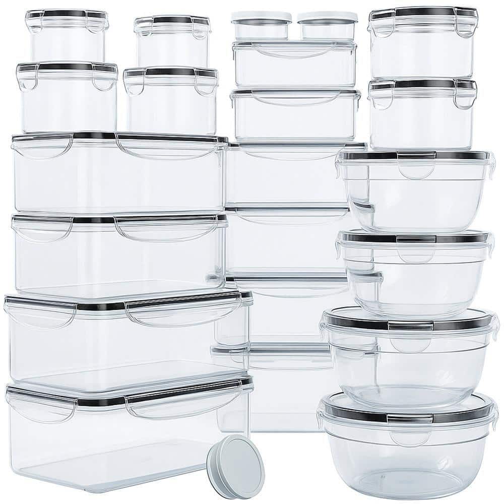 52 PCS Airtight Plastic Food Storage Containers with Lids Stackable Leakproof Microwave Safe Meal Prep Set