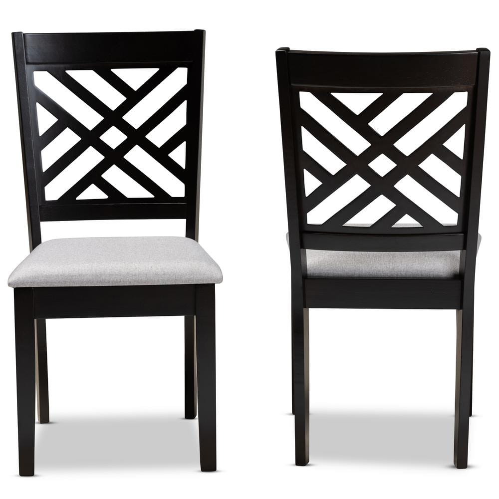 Espresso & Gray Upholstered Parsons High-Back Side Chair