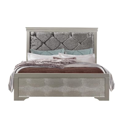 Homeroots Charlie Silver Full Panel Bed, Queen Panel Headboard And Footboard