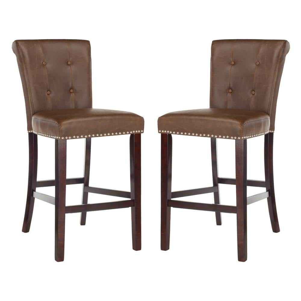 SAFAVIEH Taylor 44.5 in. Brown Wooden Bar Stool Set of 2