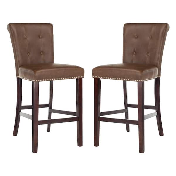 SAFAVIEH Taylor 44.5 in. Brown Wooden Bar Stool (Set of 2)