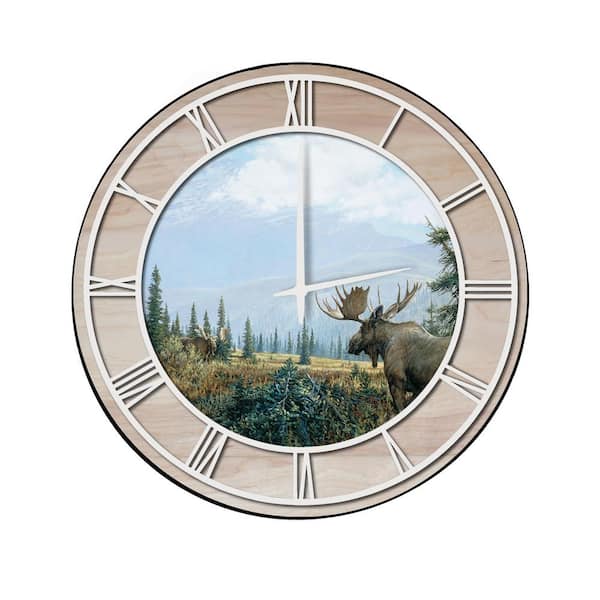 Unbranded "Showdown" Woodgrain Accent and White Numbers Imaged Wall Clock