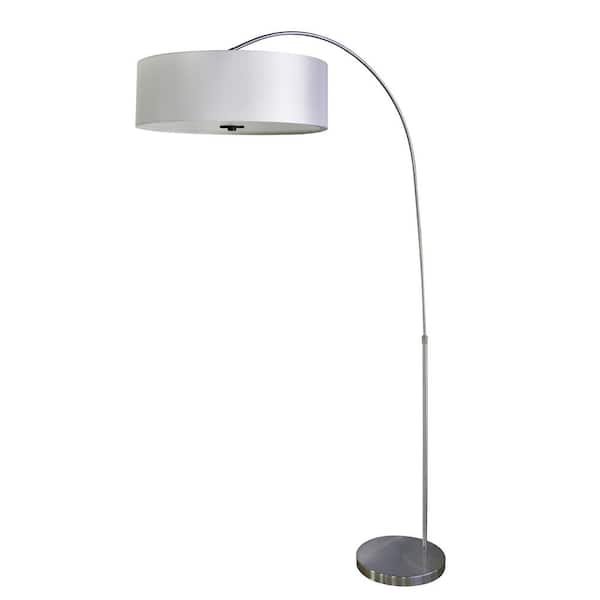 Filament Design 65 in. Satin Steel Floor Lamp with Pristine White Fabric Shade