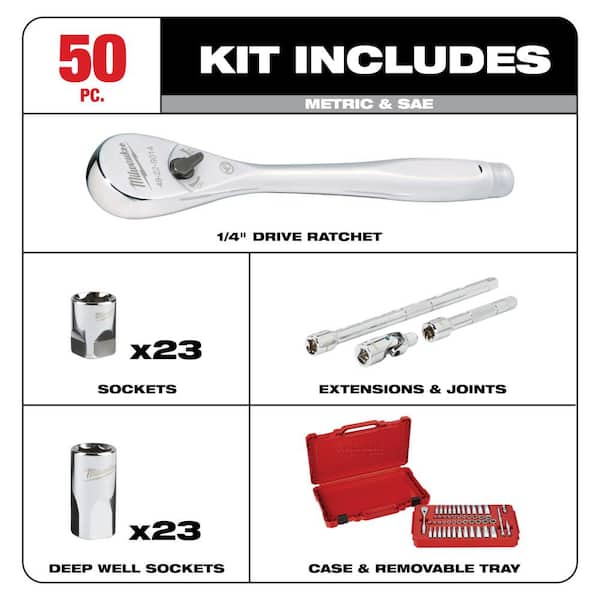 1/4 in. Drive and 1/2 in. Drive SAE/Metric Ratchet and Socket Mechanics Tool Set (97-Piece)