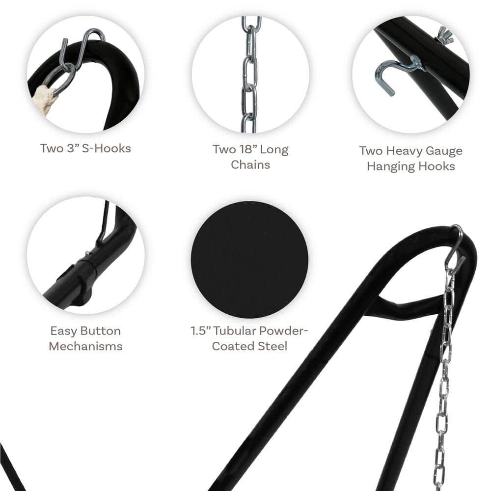 Black Powder-Coated Steel Universal Hammock Stand for 9 to 14 Feet