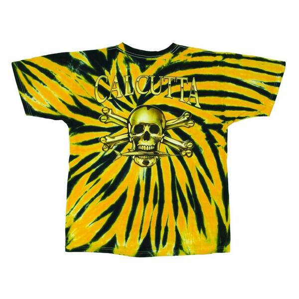 Calcutta Adult Extra Large Cotton Tie Dyed Full Color Logo Short Sleeved T-Shirt, Yellow and Black